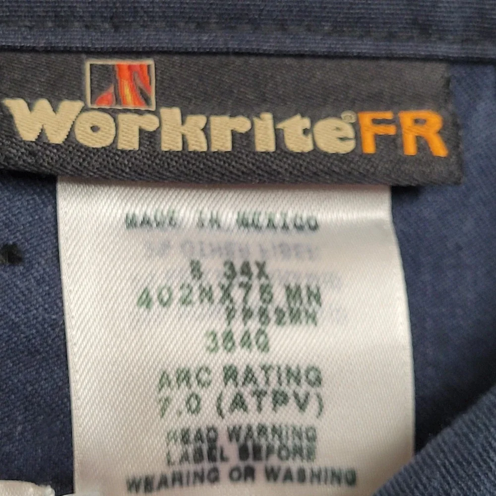 🔥Workrite FR Pants Mens 35x31 Navy Nomex‎ Flame Resistant Work CAT 1 NFPA 2112